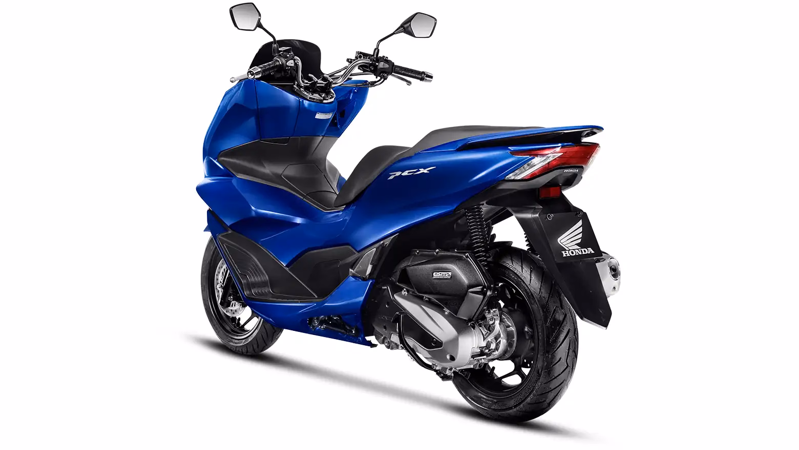 PCX na cor azul perolizado, vista traseira e lateral esquerda - 8 de 12